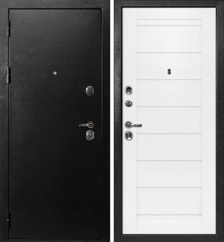 ДМ С-1 титан, замки Гардиан (металл гладкий/ ТЕХНО 708 nanotex белый) 960 Л