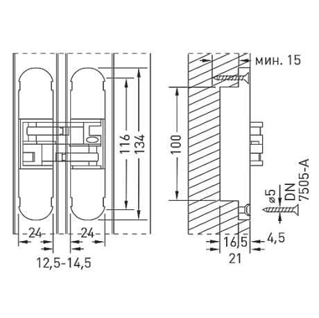 Петля скрытая с 3D регулировкой  S-130 M.BLACK (черный матовый)