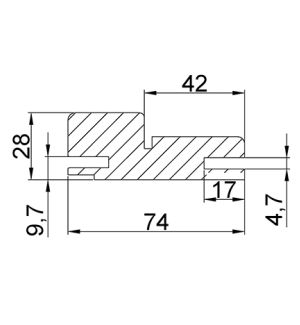 Коробка прямая МДФ PVC, дуб бриош 74*28*2070, телескоп с уплотнителем