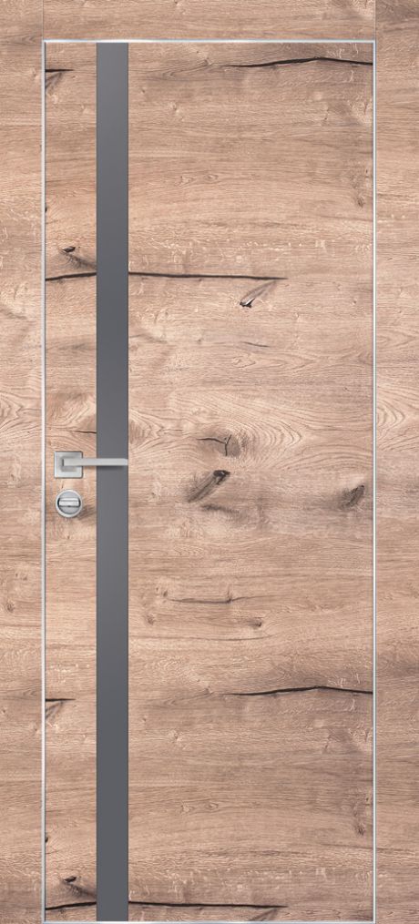PX-8 PP дуб пацифик, 900*2000 серый мателак /врезка под петли и замок AGB/ Al-кромка с 4-х ст