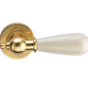 Ручка REDONDO S. GOLD (на круглой розетке, керамика слоновая кость, матовое золото)