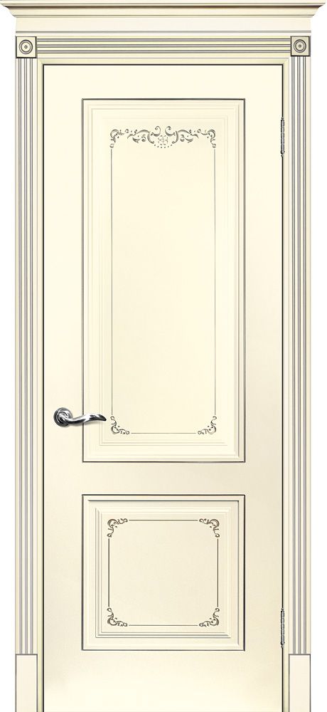 Smalta-14 ДГ 600*2000  Ral 1013 Слоновая кость, патина серебро /ИД/