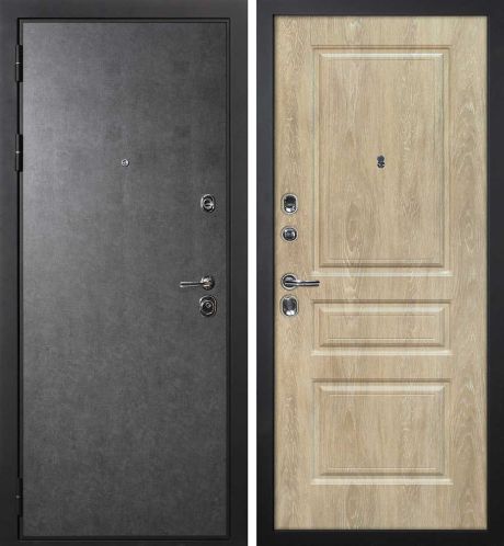 ДМ П-2/1 черный муар, Kale (ФП гладкая штукатурка графит/Версаль-2 шале PVC дуб песочный) 860 ПР