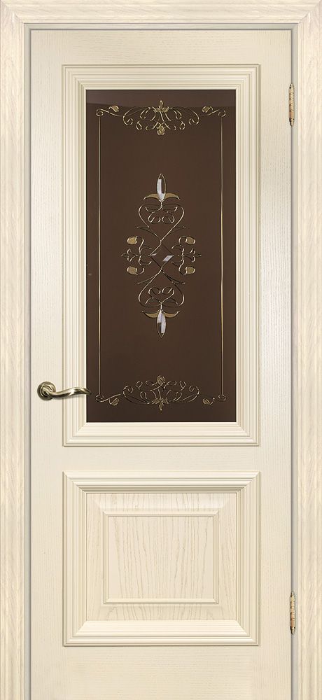 Фрейм 08  шпон роз.Дуб сливочный, багет без патины, ст.витраж пленочный Идеал бронза, 600х2000