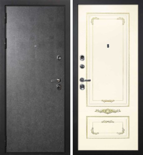 ДМ П-2/1 черн.муар,замки Kale (ФП гладкая штукат. графит/Smalta-09 Ral1013 Cлон.кость пат.зол.)960 Л