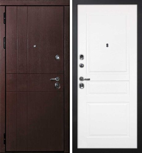 ДМ С-2 шагрень черный, замки Гардиан (ФП-1 орех премиум/Smalta-01 эмаль Ral9003 Белый)  960 ПР