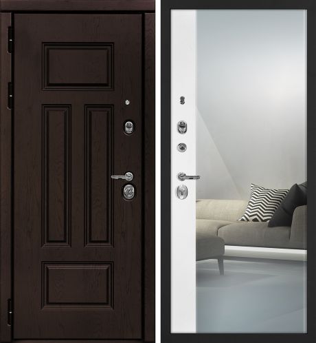 ДМ Э-2 шагрень черный, Mottura /Kale (ФП-6 дуб крафт./Оптима Макси,белый матовый,зеркало) 860 Л