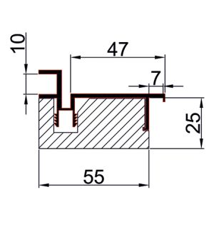 Коробка AL-Invisible Хром NEW h-2450 (к пол.h-2300-2350) врезка под 3 петли KronaK /ком.2,5 шт/ ПР