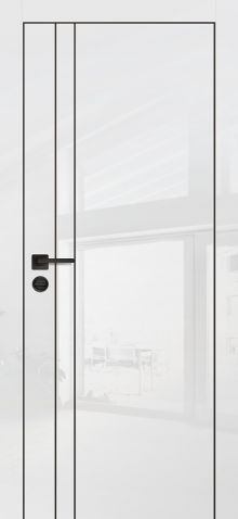 HGX-20 PET белый глянец, 800*2000 черный -молдинг 5мм/врезка под петли и замок AGB/ чкрная кромка 