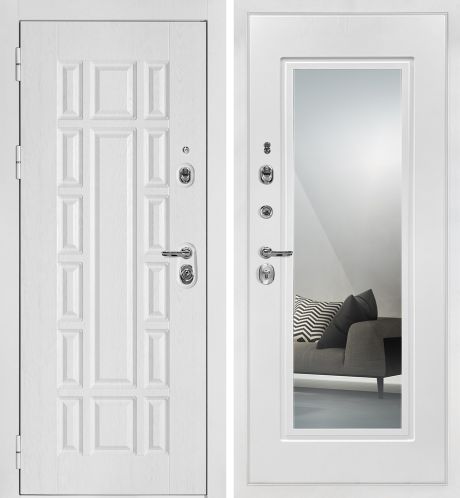 ДМ Квадро-124 белая шагрень, Kale 252R/Border(Белый дуб факт.ФЛ-124/PR-192 Z Белое дер,зеркало)980ПР