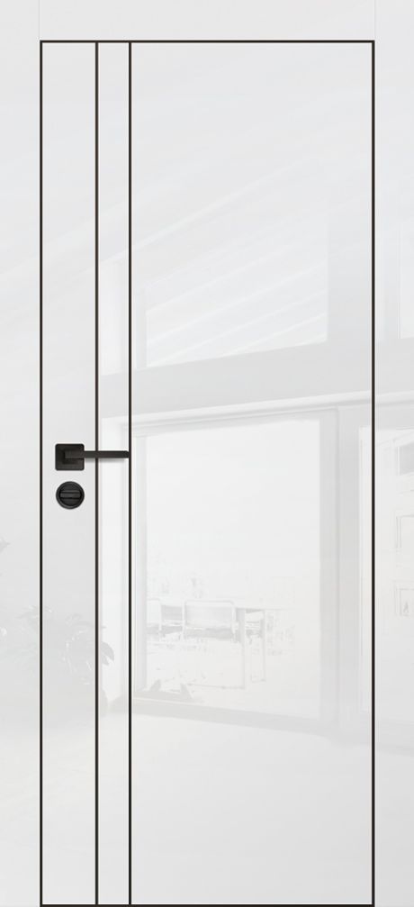 HGX-20 PET белый глянец, 600*2000 черный -молдинг 5мм/врезка под петли и замок AGB/ чкрная кромка 