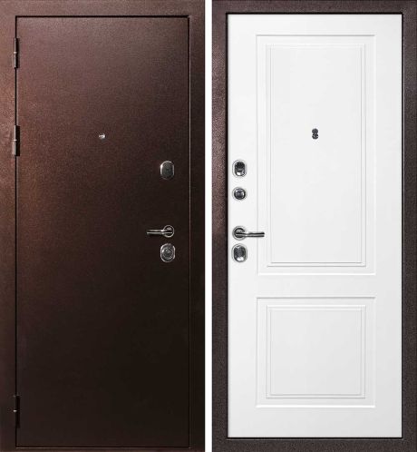 ДМ С-3 антик медь, замки Гардиан (металл гладкий / Smalta-Line 04 эмаль Белый) 860 ПР