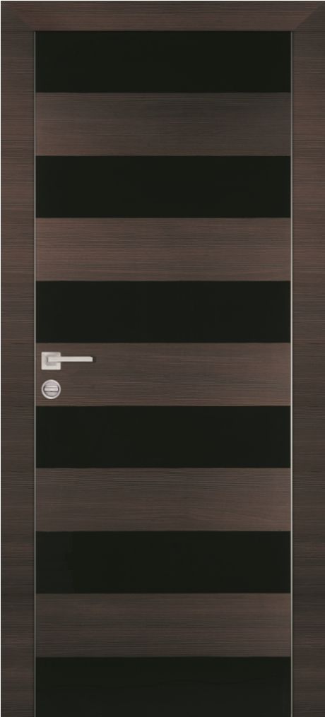 РХ-5 "Crome" PP, Венге горизонтальный ДО 700*2000 ст.Черный лакобель/врезка под петли AGB,замок