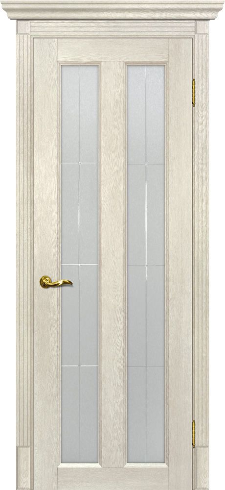 Тоскана-5 nanotex бьянко ДО 2000х700 стекло сатинат, контурный полимер рисунок "Решетка"