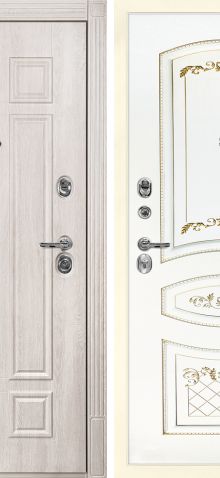 ДМ Гера-2 шагр.RAL1013замки Kale(Дуб филад.кремФЛ-2507/Smalta-05 эмальRal9003 Белый пат. зол.)/860ПР