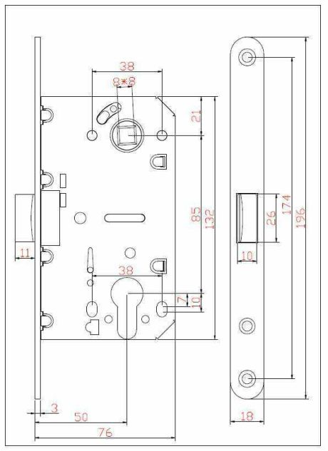 Защёлка врезная под ключевой цилиндр ADDEN BAU. KEY 418 BRONZE (цвет БРОНЗА)