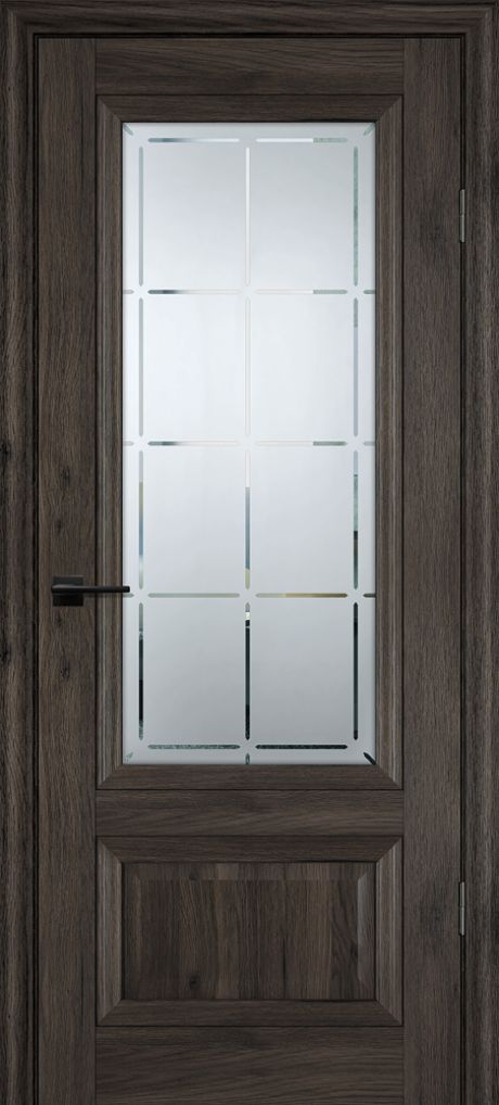 PSC-37 "Classic" nanotex дуб темный ДО2000х800 стекло сатинат худ.гравировка