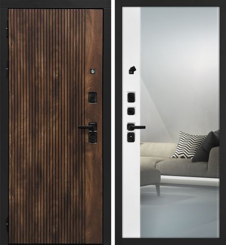 ДМ Лофт-1 муар черн,замкиKale,налич.ЧЕРН.ШАГР(Вертик.Дуб коньяк/Оптима Макси,белый матовый,зер)960 Л