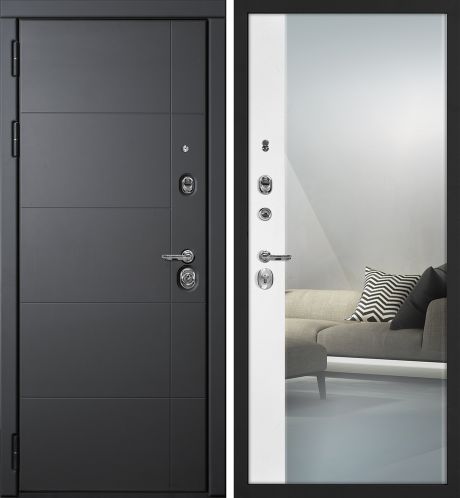 ДМ Э-1, серый муар, замки MotturaDP58.171 (ФП-10 серый софт / Оптима Макси,белый матовый,зерк) 960 Л