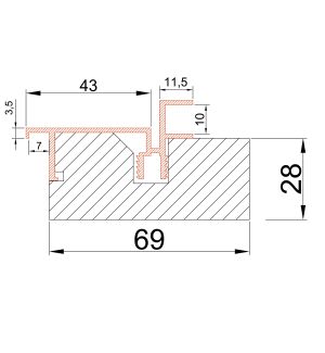 Коробка ABS-Invisible, к полотнам h-2000-2050 с упл.врезка под 2 пет.KronaK /комп.2,5 шт/