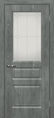 Версаль-2 шале PVC дуб графит ДО 2000х800 стекло сатинат, контурный полимер серебро