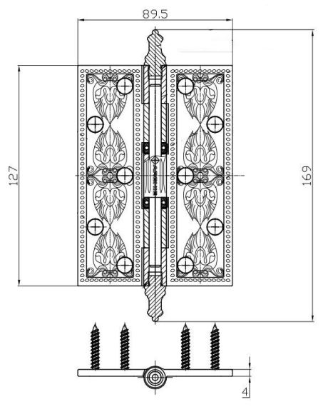 Универсальная петля врезная латунная A030-G 4272 BL.SILVER (Размер XL 127x89x4 мм, чернёное серебро)