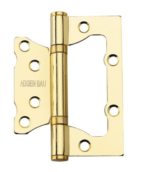 Петля дверная универсальная без врезки с двумя подшипниками ADDEN BAU. 100X75X2.5 BUT POLISH GOLD (цвет БЛЕСТЯЩЕЕ ЗОЛОТО)