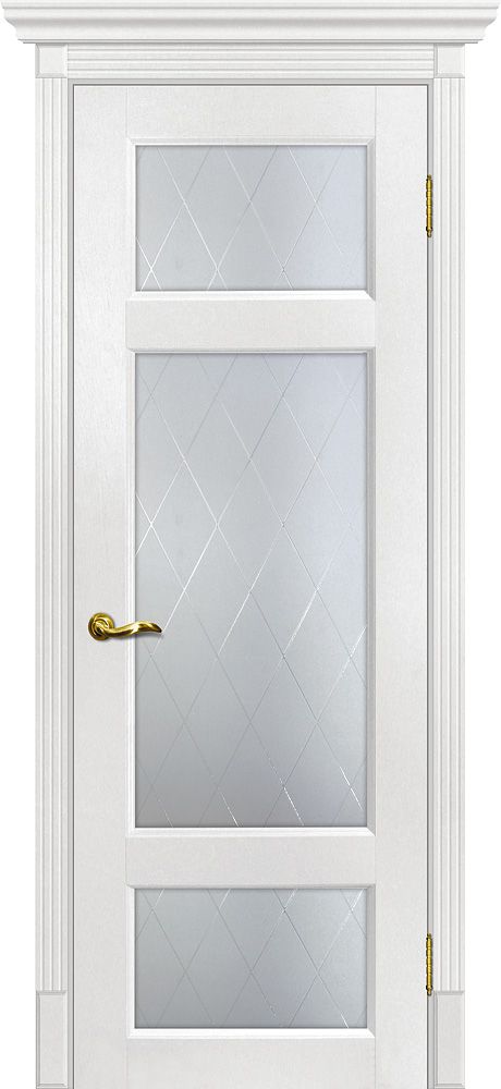 Тоскана-3 nanotex пломбир ДО 2000х900 стекло сатинат, контурный полимер рисунок "Ромб"