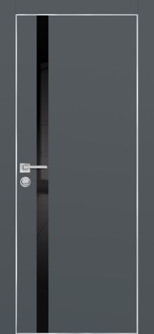 PX-8 PP графит, 800*2000 стекло черный лакобель /врезка под петли и замок AGB/AL кромка с 4-х с