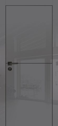 HGX-19 PET графит глянец, 700*2000 черный -молдинг 5мм/врезка под петли и замок AGB/ черная кромка