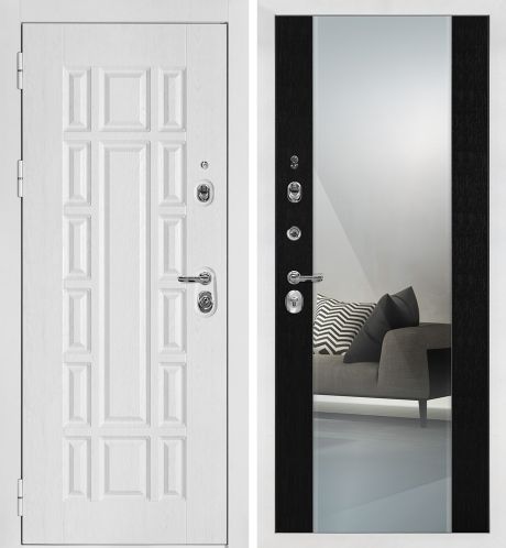 ДМ Квадро-124 белая шагрень, Kale 252R/Border (Белый дуб факт. ФЛ-124 /PR- 71 Z Венге,зеркало) 860ПР