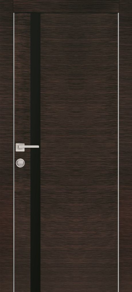 РХ-8 "Crome" PP, венге горизонтальный 700*2000 ст.черный лакобель /врезка под петли и замок AGB