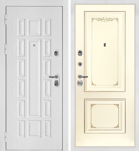 ДМ Квадро-124 бел.шагрень,Kale 252R/Border(Белый дуб факт.ФЛ-124 /Smalta-14Cлон.кость пат.шам.)980 Л