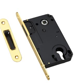 Защёлка врезная магнитная под ключевой цилиндр ADDEN BAU. KEY MAG 5085 GOLD (цвет ЗОЛОТО БЛЕСТЯЩЕЕ)