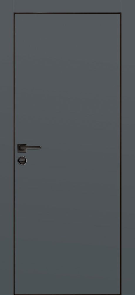 PX-1 PP графит,  600*2000 /врезка под петли и замок AGB/ кромка черная с 4-х ст.