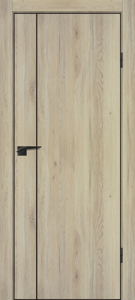 P-21 NEW nanotex, дуб молочный 800*2000, черный молдинг/ABS черная кромка с 4-х ст.