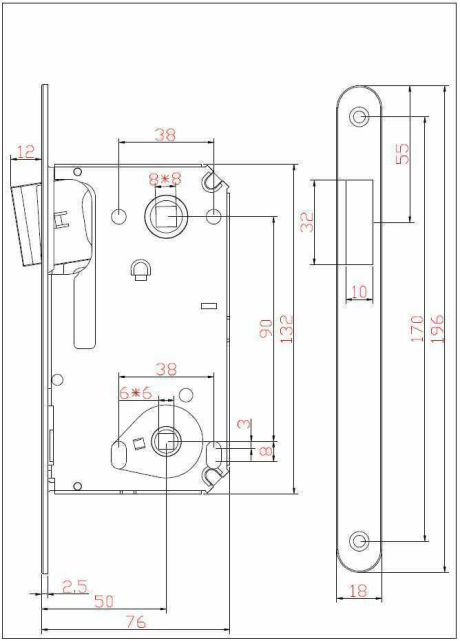 Защёлка врезная магнитная сантехническая ADDEN BAU. WC MAG 5090 CHROME (цвет ХРОМ БЛЕСТЯЩИЙ)