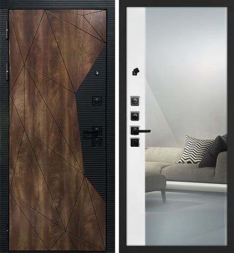 ДМ Лофт-2 шагр,черн,замкиKale(СБ101 Дуб коньяк,пат,кварц/ФЗЛ12ммОптима Макси,бел.матовый зерк.)960 Л