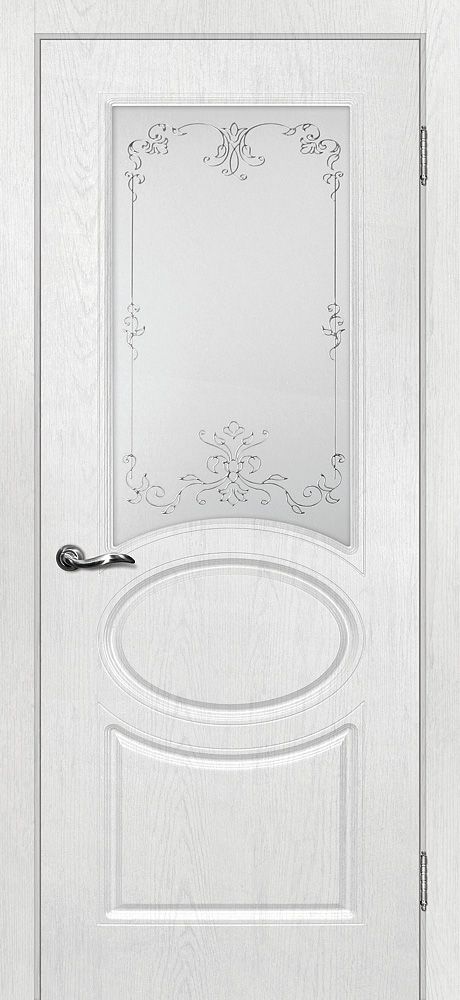 Сиена-1 PVС пломбир ДО2000х900 стекло сатинат, контурный полимер серебро