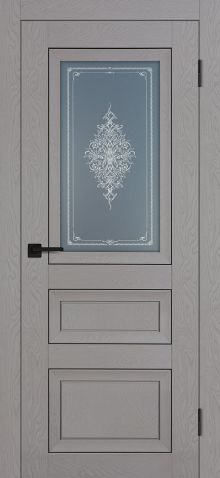 PST-29 Soft-touch, серый ясень ДО800*2000 ст. сатинат графит закаленное, Кристалайз