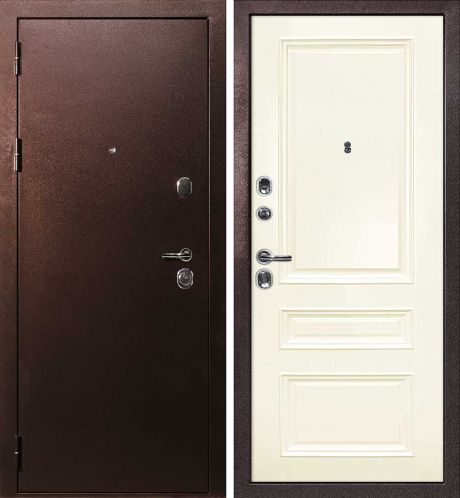 ДМ С-3 антик медь, замки Гардиан (металл гладкий / Smalta-06 эмаль Ral1013 Слоновая кость) 860 Л