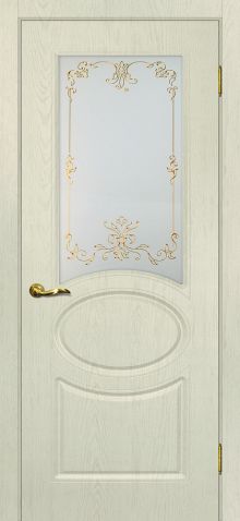 Сиена-1 PVС ваниль ДО2000х800 стекло сатинат, контурный полимер золото