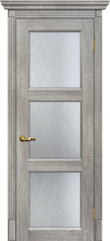 Тоскана-4 nanotex чиаро гриджио ДО 2000х600 стекло сатинат, контурный полимер рисунок "Ромб"