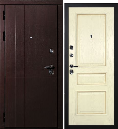 ДМ С-2 шагрень черный, замки Гардиан (мет.гладкий/Фрейм-03 шпон Ясень бисквит, пат.карамель) 860 Л