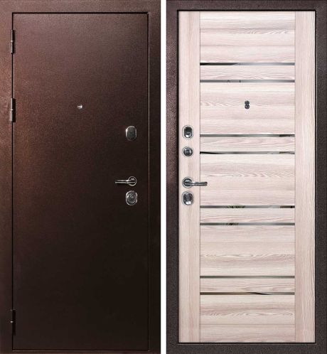 ДМ С-3 антик медь, замки Гардиан (металл гладкий/ PSK-1 nanotex Ривьера крен-экрю зеркало тон) 860 Л