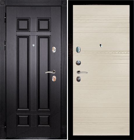 ДМ Гера-2 шагрень черный, замки Kale (Венге ФЛ-2507 / Комбо-01 шпон Крем  860 Л 