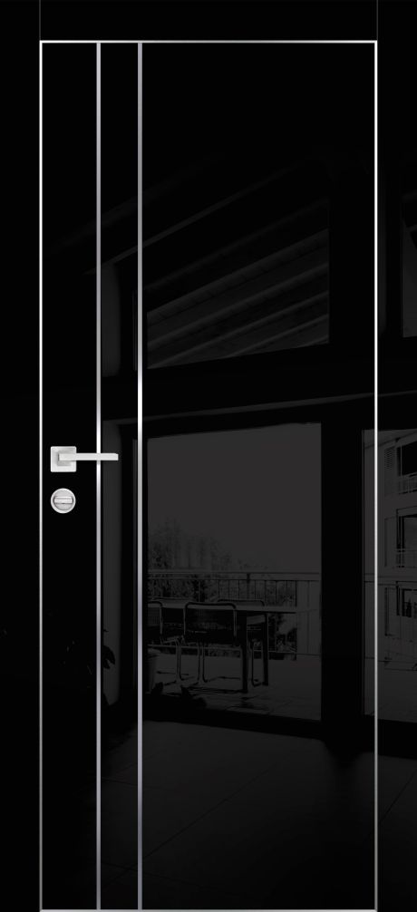 HGX-14 PET черный глянец, 900*2000 молдинг /врезка под петли и замок AGB/