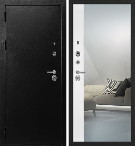 ДМ С-1 титан, замки Гардиан (металл гладкий / Оптима Макси,белый матовый,зеркало) 960 Л