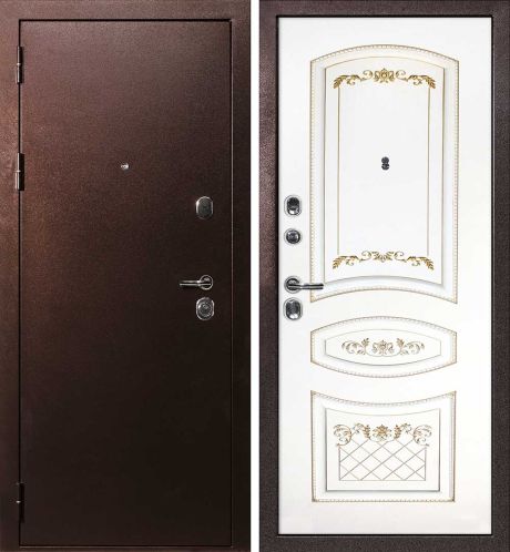 ДМ С-3 антик медь, замки Гардиан (металл гладкий / Smalta-05 эмаль Белый патина золото) 860 Л