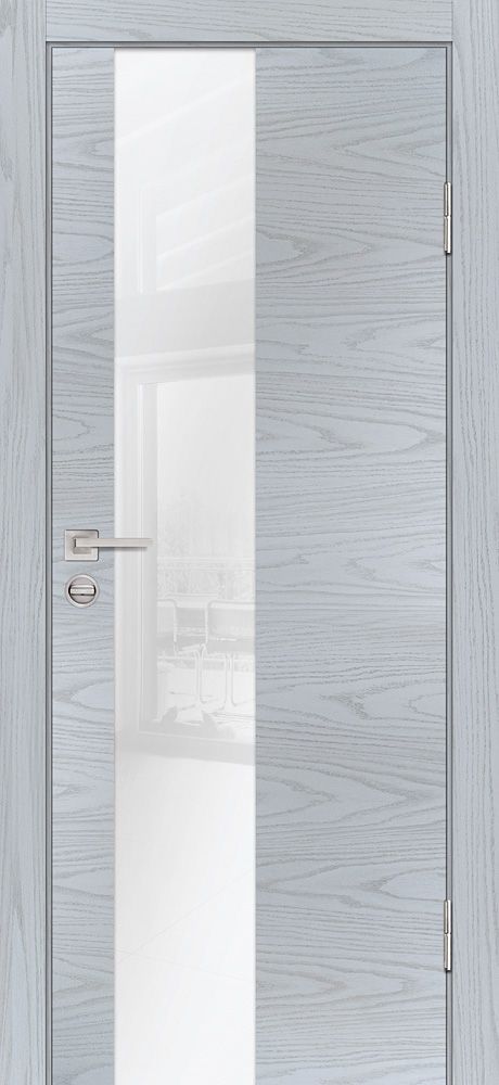 P-6 NEW PP дуб скай серый, 800*2000 стекло белоснежный лакобель